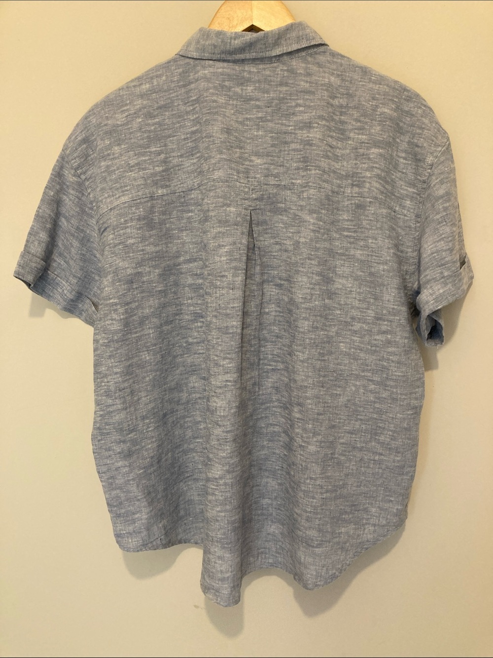 Orvis women’s linen blend Short-Sleeve Button-Down in Heathered Blue XL - Picture 6 of 6